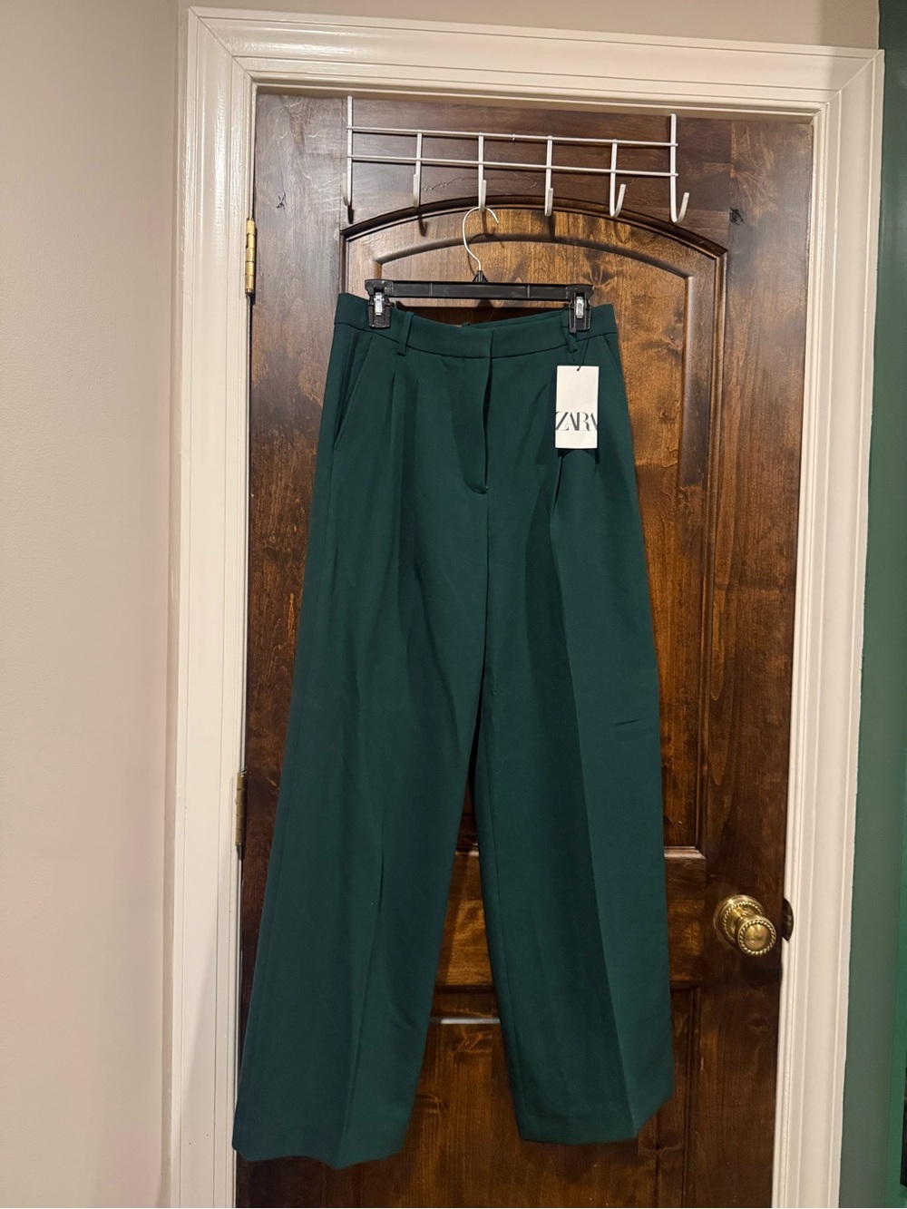 new with tags Zara Emerald Green Wide-Leg Trousers